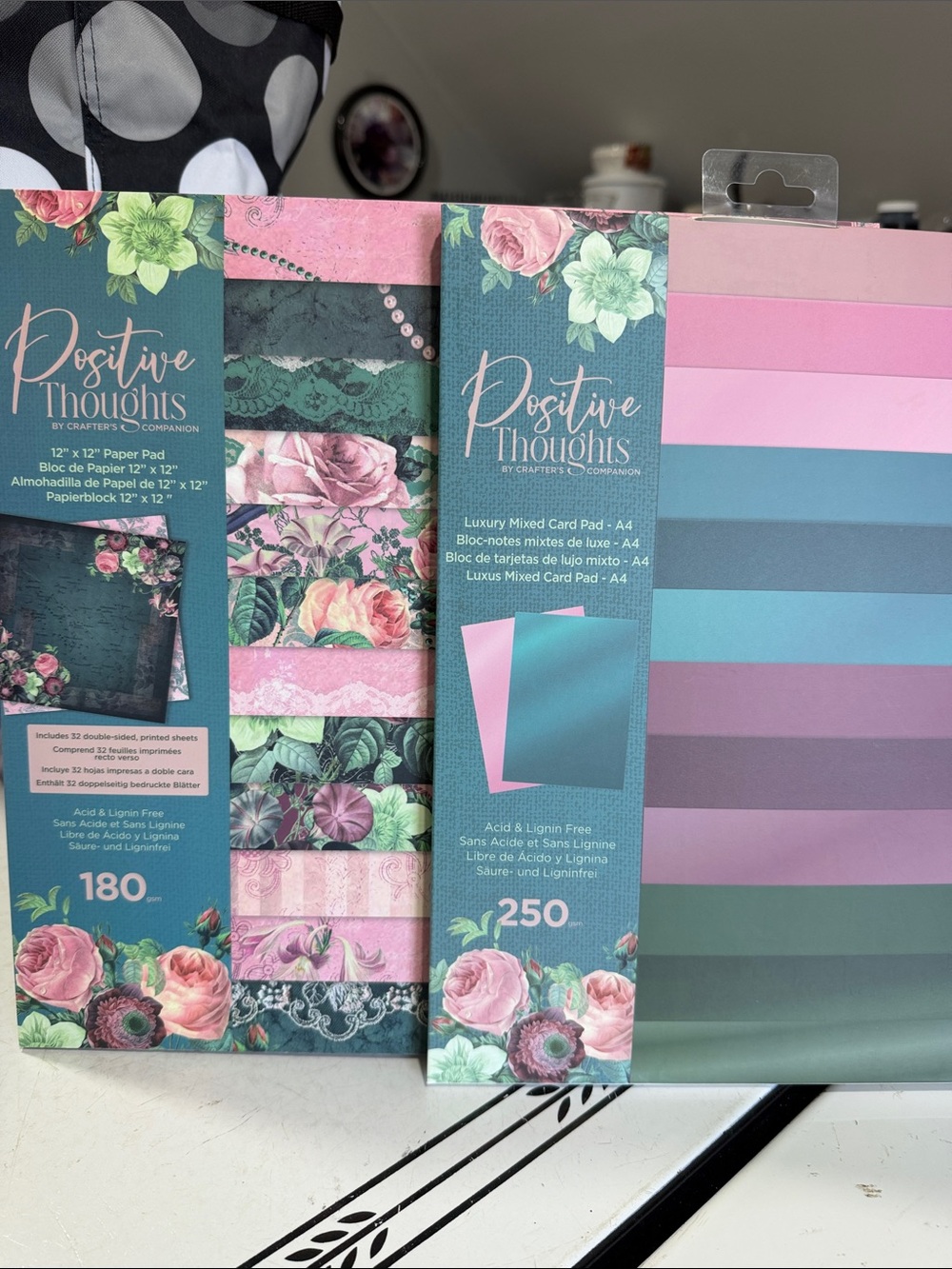 Crafters Companion Positive Thoughts Paper Pad & Luxury Mixed Card Pad